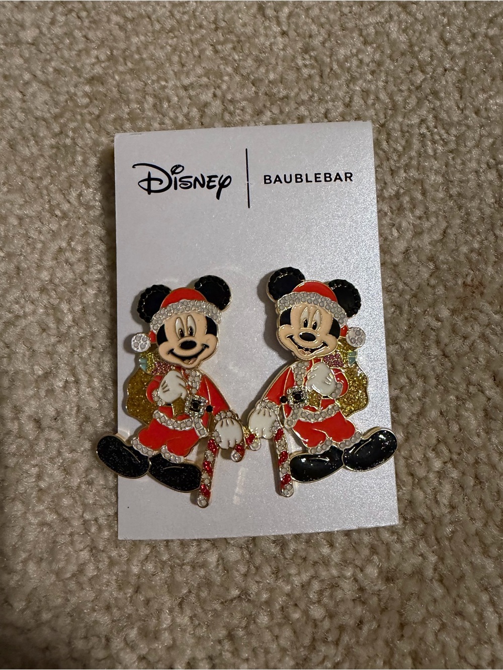 BaubleBar Disney Mickey Mouse Holiday Earrings in Red, Black & Gold